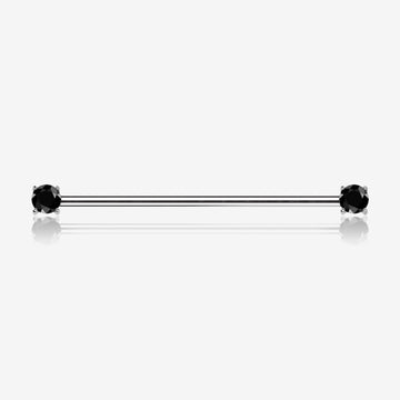 Implant Grade Titanium OneFit Threadless Prong Gem Sparkle Industrial Barbell-Black